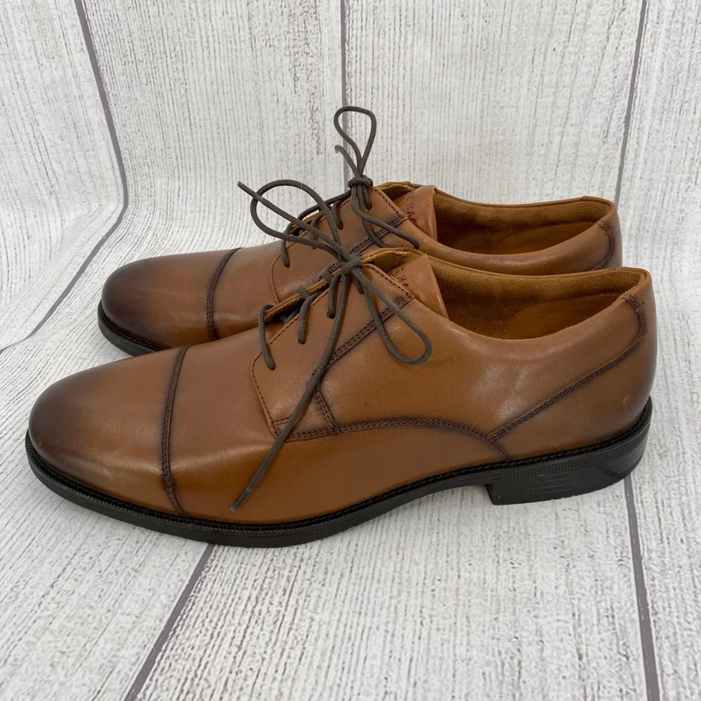 Cole Haan Bedford Cap Toe Derby Mens 13 British Tan Leather Grand 360 Dress Shoe